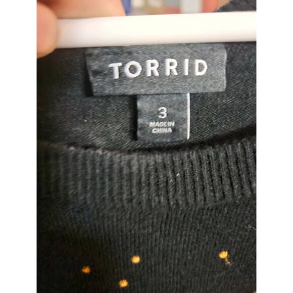 Torrid Sequin Heart Sweater Size 3 Black  (U90) - Picture 3 of 3